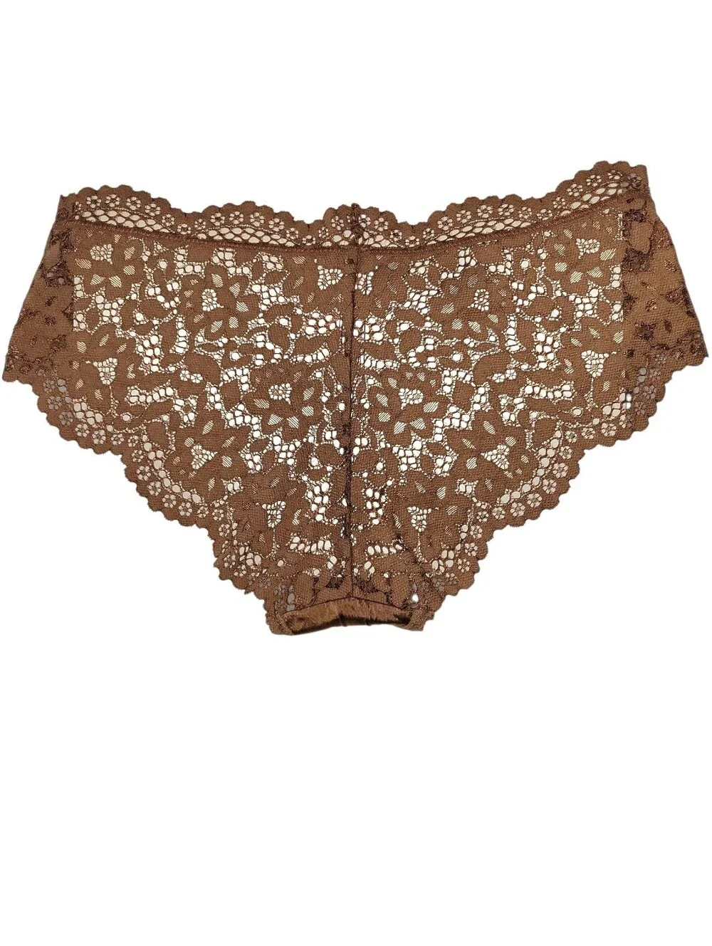 Victoria's Secret Body By Victoria Lace Back Hipster Panty Brown Size Large NWOT